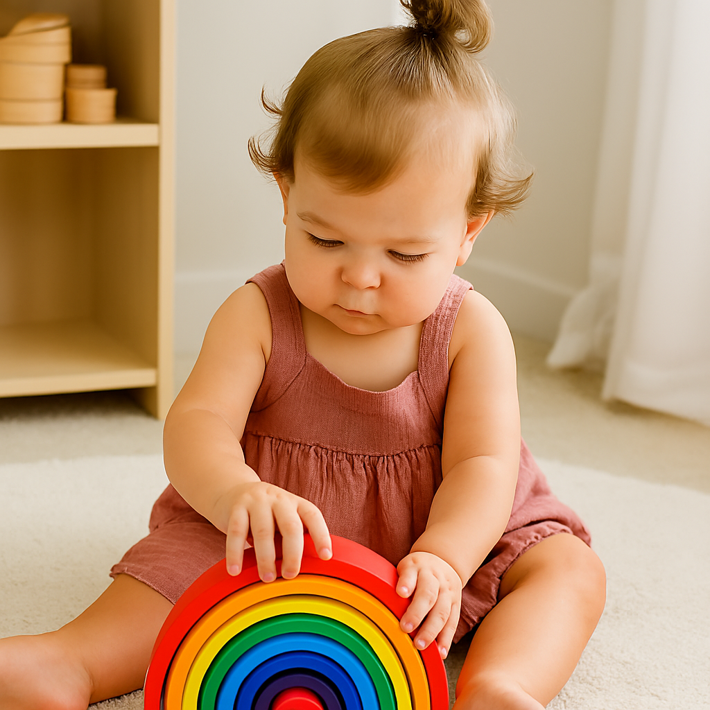 Vibrant wooden rainbow