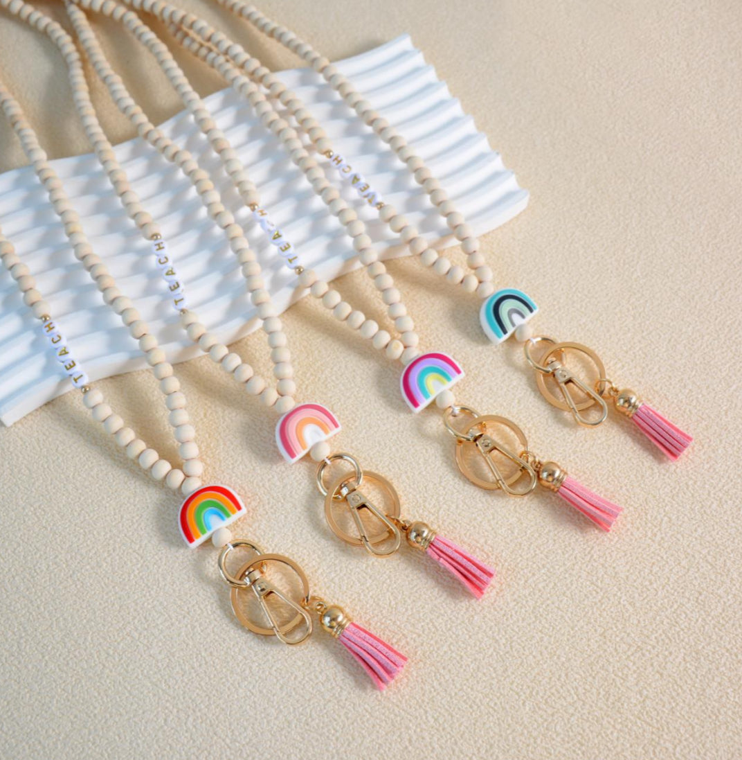 Small Rainbow Beaded Lanyard